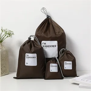 VORCOOL 4pcs Drawstring Bags Waterproof Nylon Storage Bag Size XS/S/M/L (Coffee) - 4 tück Kordelzugbeutel wasserdichte Nylon Aufbewahrungstasche Größe