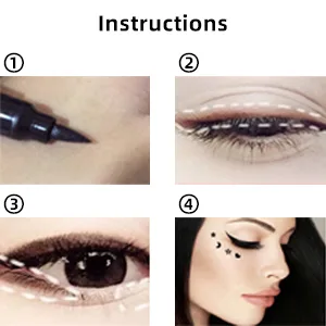 Eyeliner Stamp Wingliner, Waterproof Smudgeproof Liquid Eye Liner Gel Pen Set, Long Lasting Heart Black Thin Double Ended Pencil Makeup Tools for Women (A Star) - product information 4