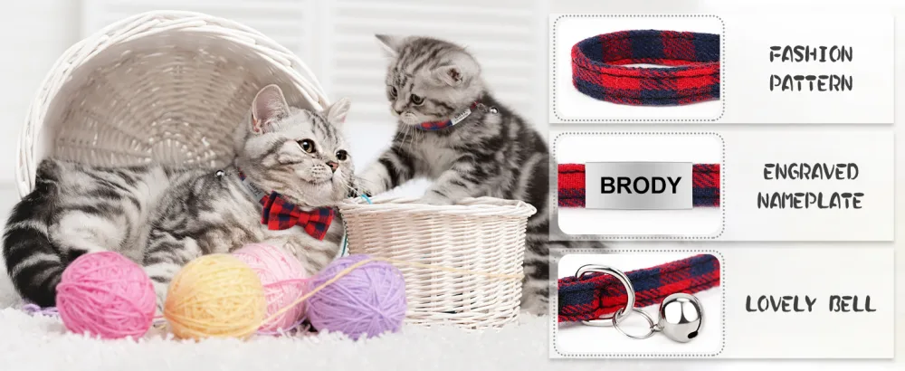 TagME cat collars with name and telephone number on kitten collar with safety clasp and bell red 1 pack red - cat collar