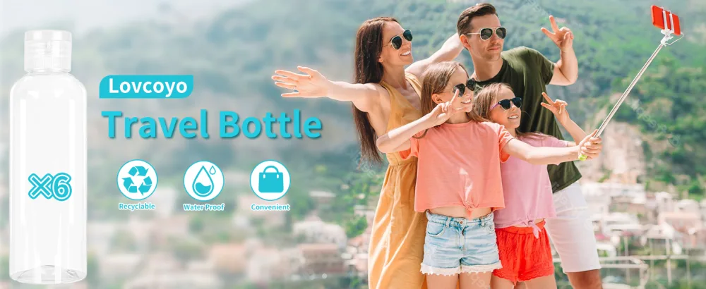 6 pieces empty travel bottle 100 ml empty travel bottles clear plastic travel container with 1 * soap bag and 2 * small funnels suitable for camping and short trips. - product information 1