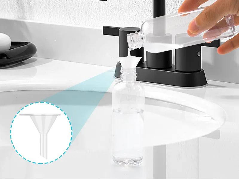6 pieces empty travel bottle 100 ml empty travel bottles clear plastic travel container with 1 * soap bag and 2 * small funnels suitable for camping and short trips. - product information 4