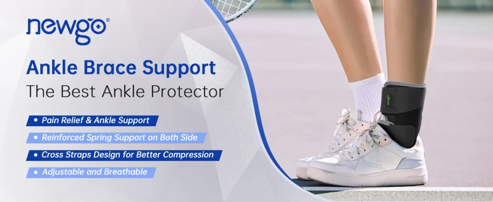 Newgo ankle bandage ankle bandage adjustable foot tape ankle ankle support with stabilizers on both sides for ankle women men (black) - product information 1