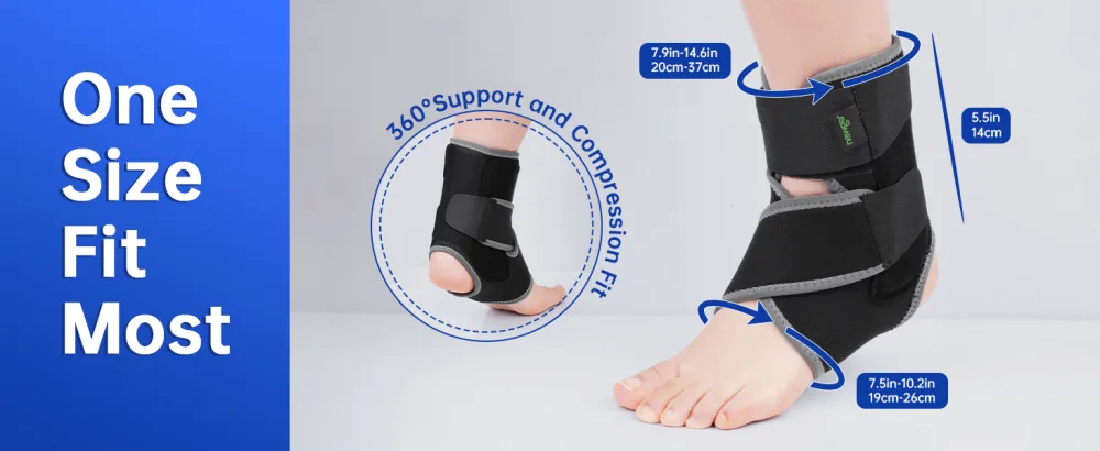 Newgo ankle bandage ankle bandage adjustable foot tape ankle ankle support with stabilizers on both sides for ankle women men (black) - Knöchelbandage