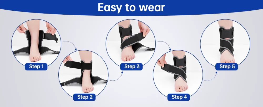 Newgo ankle bandage ankle bandage adjustable foot tape ankle ankle support with stabilizers on both sides for ankle women men (black) - Knöchelbandage