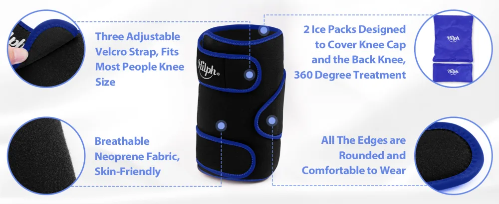 Hilph big knee cooling cuff ovid cooling pad knee cooling pads cooling package cooling compress cooling pack knee for knee replacement operations swelling tongue knee cooling strap -black - product information 2