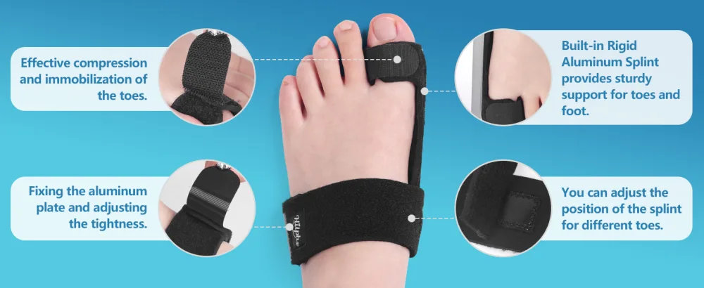 Hilph 2 Pack toe rail toe protection hammer toe corrators toe extensor toe more bladed for painting stains claw toe toe bandage to align and support broken toes black - product information 3