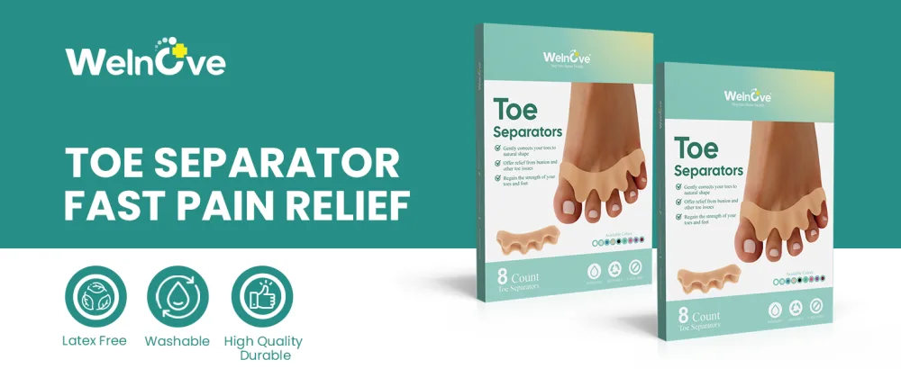 Welnove Toe Separators - 8 Pack Toe Straighteners - Bunion Corrector for Women Men Overlapping Toes - Beige - correct toe