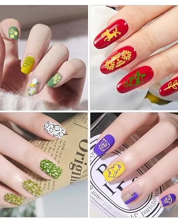 Biutee 12pcs nail stamping stencils plate set with storage bag Leaf/flower/animal/Love/Lace - product information 21