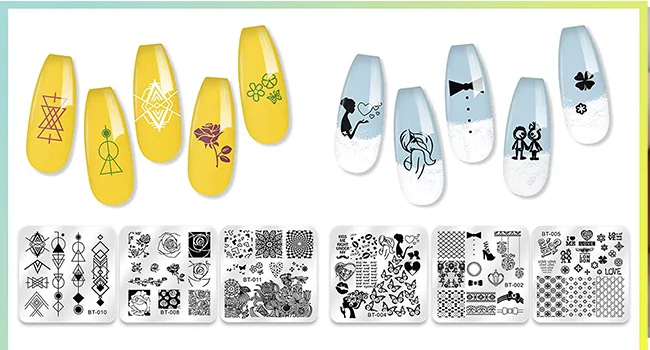 Biutee 12pcs nail stamping stencils plate set with storage bag Leaf/flower/animal/Love/Lace - product information 5