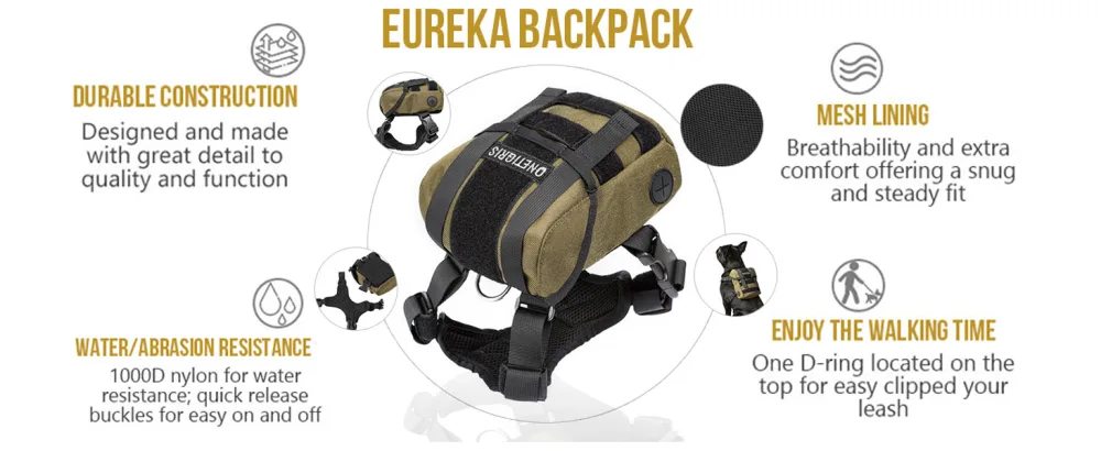 OneTigris Eureka Dog Backpack Small Dog Backpack with Poop Bag Dispenser for Daily Hiking for Small Dogs Green S - Hunderucksack