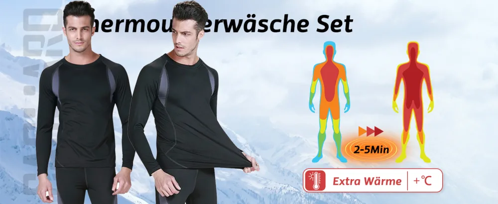 SAGUARO Men's Winter Thermal Underwear Warm Breathable Ski Underwear Functional Underwear Set Size S-2XL - skiunterwäsche herren
