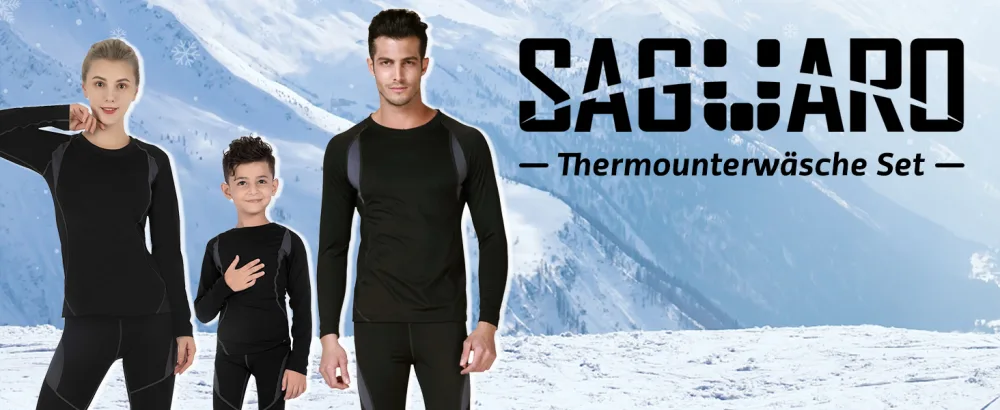 SAGUARO Men's Winter Thermal Underwear Warm Breathable Ski Underwear Functional Underwear Set Size S-2XL - thermounterwäsche