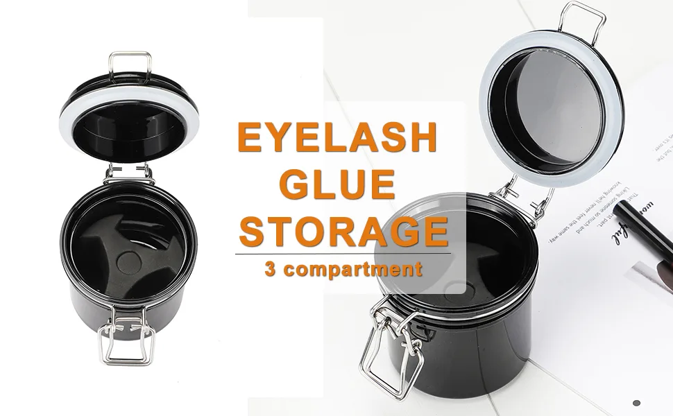 Eyelash Glue Storage Tank, TEOYALL Leak Proof Lash Adhesive Container Organizer for Grafting Eyelash Extension Supplies - eyelash glue storage