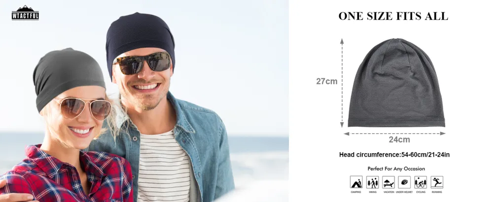 Wtactful 2PCs Summer thin hat beanie for men and women slouchy knitting hats made of breathable elastic unit size black+gray - Beanie Mütze