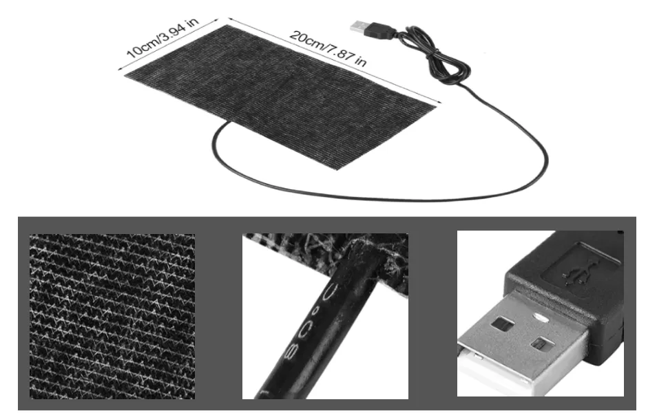 1PCS 5V USB Heating Foil USB Carbon Fiber Heating Mat Hand Warmer 20 * 10Cm - B0BN6N44JN