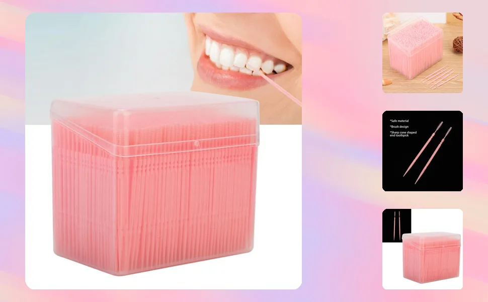 Double Head Toothpicks Edible Grade PP Round 1100pcs/box Plastic Toothpicks for Most People - B09D42FPC9