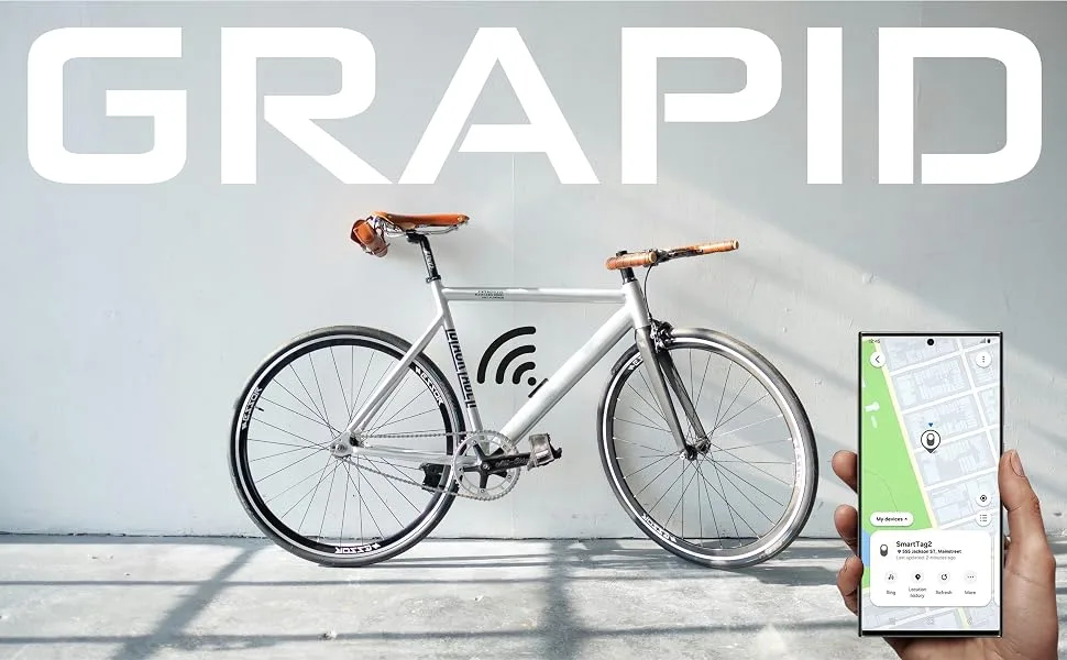 Grapid bicycle bracket for Samsung SmartTag 2 bicycle bracket - universal holder - tracker for theft protection - accessories case - safety screws - splash -proof - Grapid Smarttag smart tag 2 smarttag2 Fahrrad Halter samsung galaxy android gps bike mount zubehör