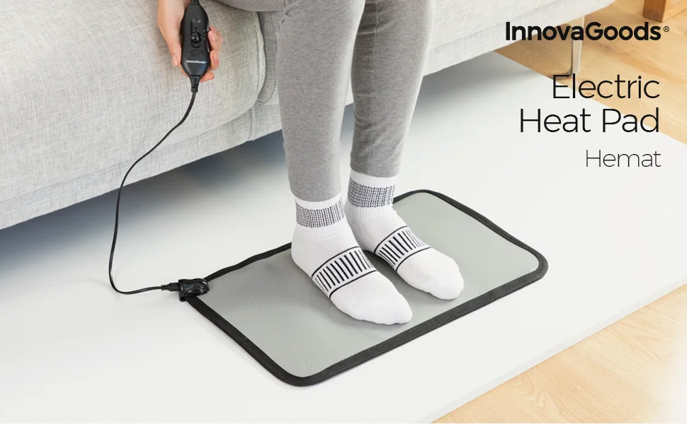 Innovagoods - electrically heated floor mat quick heating 2 temperature levels 40-50 C non -slip and waterproof gray 1 piece (1 Pack) rubber - Elektrisch, Hitze, Pad