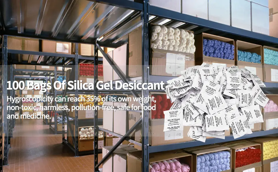 100 Packs Silica Gel Desiccant Silica Moisture Desiccant Desiccant for Clothes Pantry Kitchen (3g/Pack) - product information 2