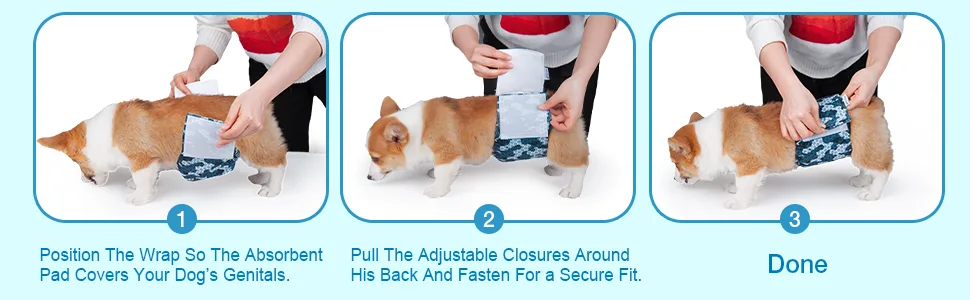 Dono 3-Pack Washable Diapers for Male Dogs with Super Absorbent - for Small Medium and Large Dogs - Army S - product information 10