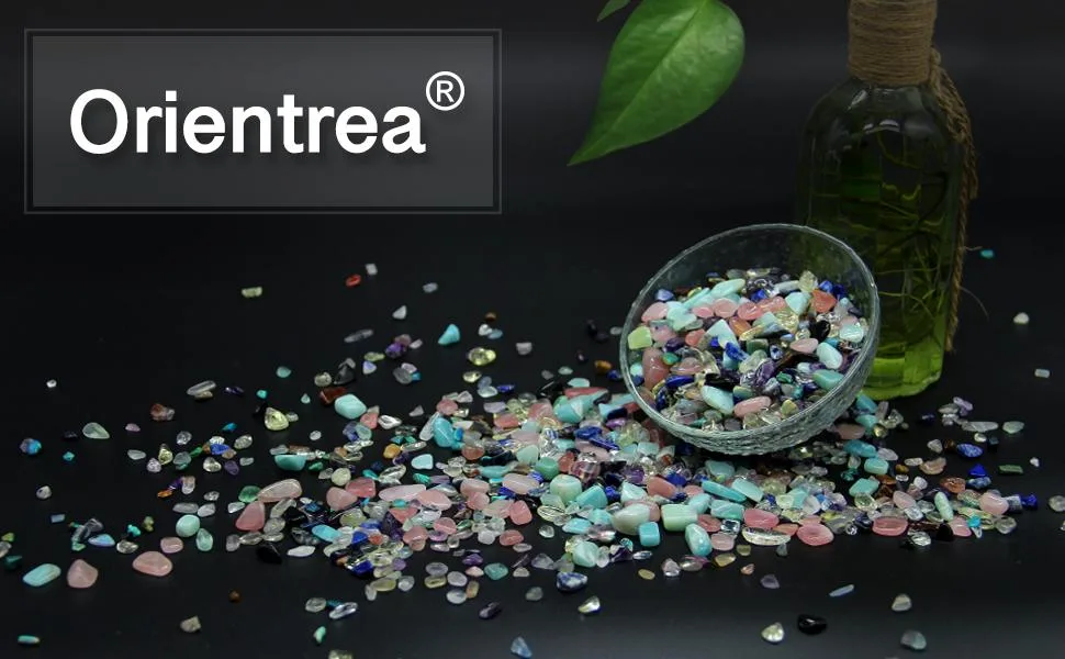Orientrea 500g Moonstone Labradorite Tumbled Stones Moonstone Labradorite Gemstones Loading Stones Granules Chips Grey Moonstone - Trommelsteine