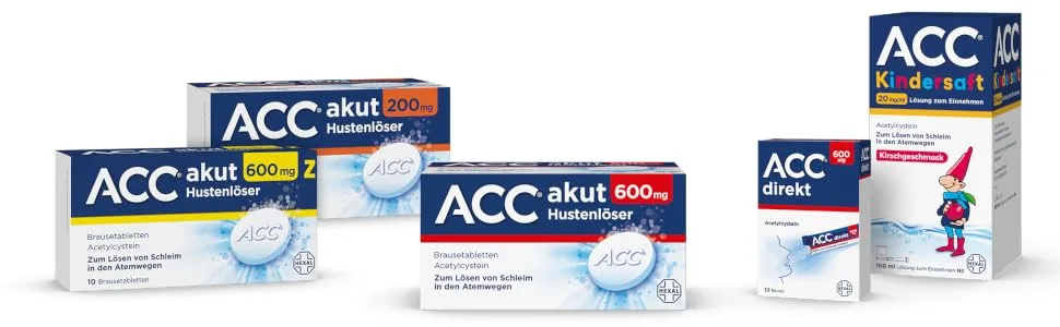 ACC acute cough expectorant 600 mg effervescent tablets 40 pcs: Loosens mucus and facilitates coughing - ACC header (high res.)