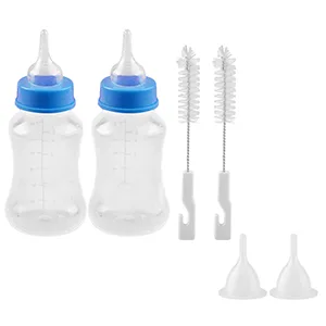 Amasawa 2 Pack Rearing Bottle for Small Animals 150 ml With 4 Nipples and 2 Cleaning Brush Pet Nurser Bottle Kit for Dog Cat - Aufzuchtflasche