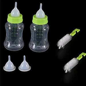 Amasawa 2 Pack Rearing Bottle for Small Animals 150 ml With 4 Nipples and 2 Cleaning Brush Pet Nurser Bottle Kit for Dog Cat - Aufzuchtflasche