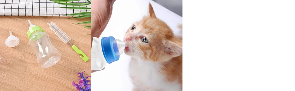 Amasawa 2 Pack Rearing Bottle for Small Animals 150 ml With 4 Nipples and 2 Cleaning Brush Pet Nurser Bottle Kit for Dog Cat - Haustierflasche