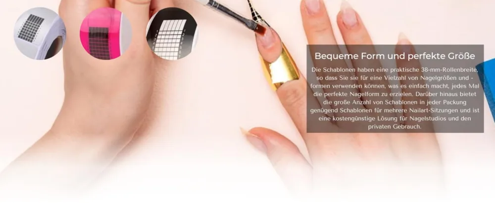Inlaq 500-pack nail stencil |Stencil extension for gel and acrylic nail styling - exceptionally stiff and adhesive with a narrow design - roller width 38mm - Noir - nail forms schablonen neil naonail neoneil nagel schablonen verlängerung