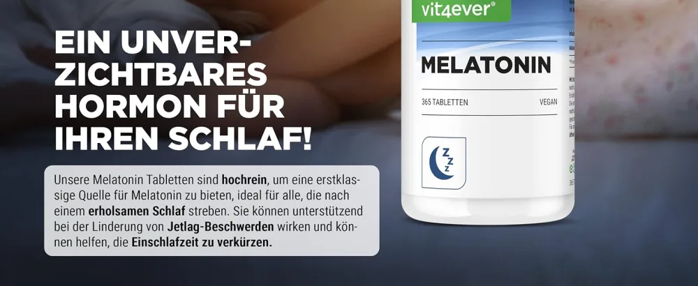 Melatonin - 365 tablets - 0.5 mg per daily dose (1/2 tablet) - laboratory test - without unwanted additives - high -dosed - vegan 365 pieces (1 Pack) - Melatonin Tabletten Vit4ever