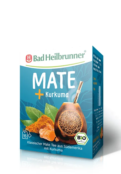 Bad Heilbrunner Mate Pur Tea - in the filter bag - Mate - Classic Mate Tea from South America with turmeric - Harmonious flexible experience (5 x 15 filter bags) - mate