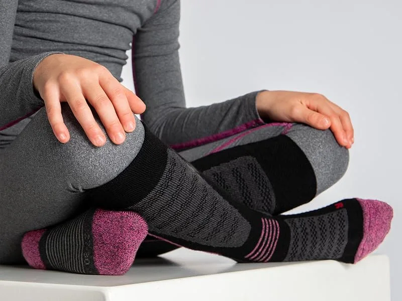 Occulto children's ski socks 2-pack (model: Charlie) 31-34 pink-black - Kinder Skisocken