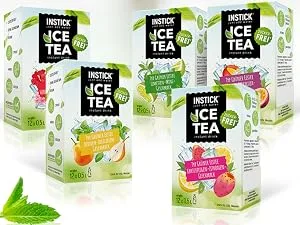 Intick |Sugar -free instant drink - bundle 3 different varieties |5x12 pack for 60x0.5 l |Drink powder - vegan low in calories with vitamin C flavored - INSTICK Eistee Größe S