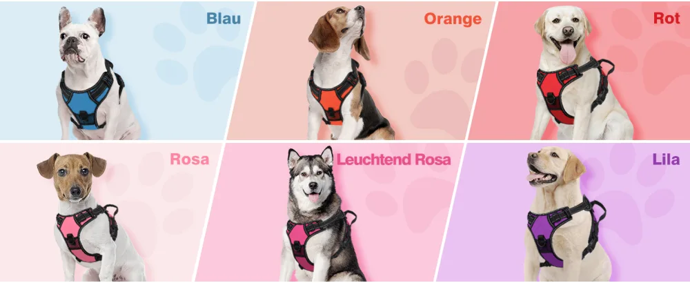 Joytale dog harness medium -sized dogs reflective soft padded dogs scrapes anti -train adjustable breathable breast dishes with safe simple control handle navy blue m m (1 Pack) navy blue - Hundegeschirr