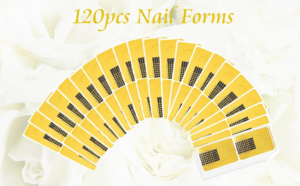 BUDOCI 120 Pcs Nail Stencils Self-Adhesive Modelling Stencil Nail Forms for Nail Extension Gel Nails Artificial - Nail forms