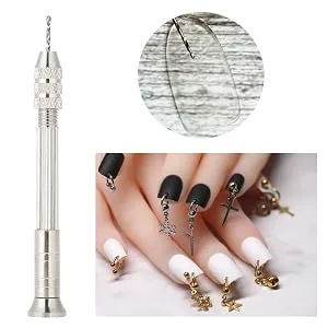 Nail Piercing Tool Manual Nail Art Piercing Tool Nail DIY Pendant Punch with 2pcs Drill Bits for Manicure Accessories - Manuelles Nagelbohrwerkzeug