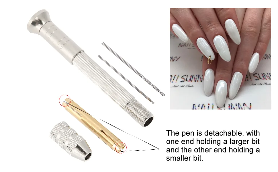 Nail Piercing Tool Manual Nail Art Piercing Tool Nail DIY Pendant Punch with 2pcs Drill Bits for Manicure Accessories - Nail Art Piercing Tool Nail DIY Anhänger Punch