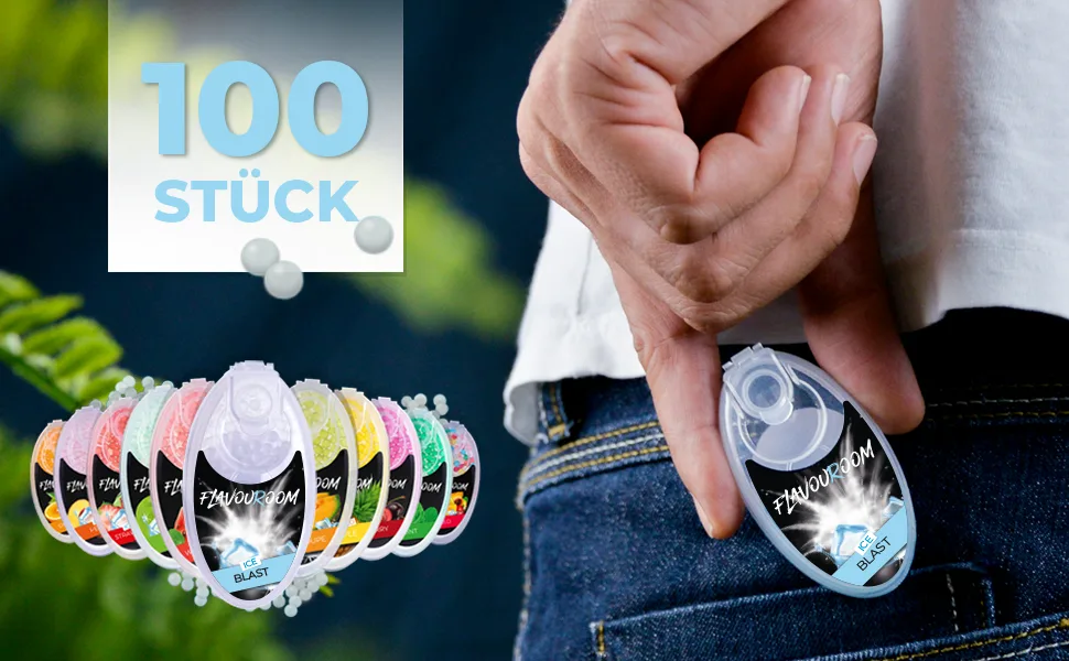 Flavoroom aroma click - 100 premium balls set i intensive flavor with practical box i Simple use for DIY ICE blast pleasure - Flavouroom Ice Blast