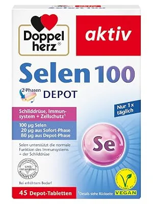 Double heart selenium 100 2 phases Depot - Selen supports the normal function of the immune system and the thyroid - vegan - 45 tablets - Magnesium b12 depot