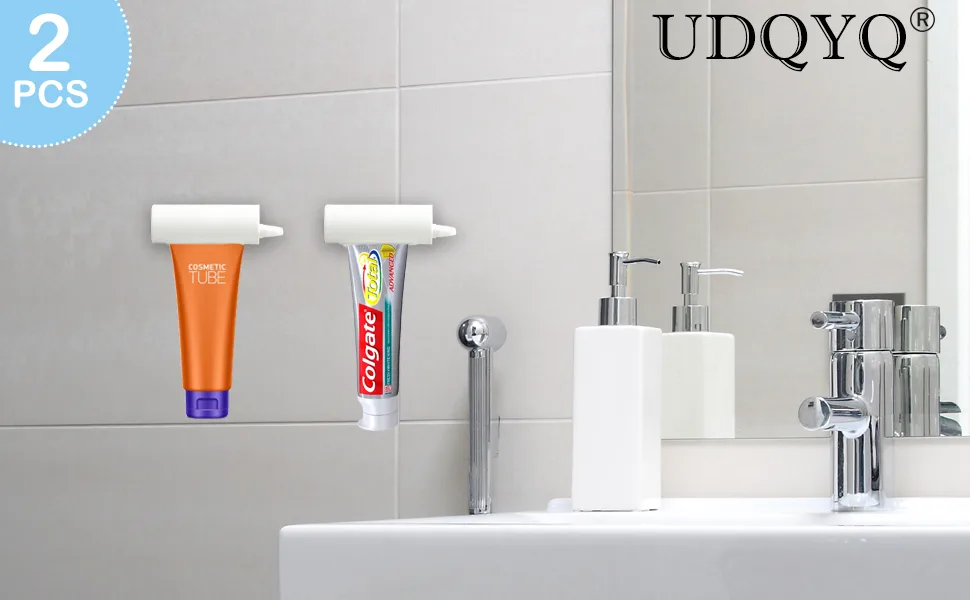 UDQYQ 2PCs Rolling toothpaste tubular squeezer with magnetic and super sticky pad wall -mounted toothpaste expressor space -saving suitable for bathroom washroom.(White wall assembly) - ?????