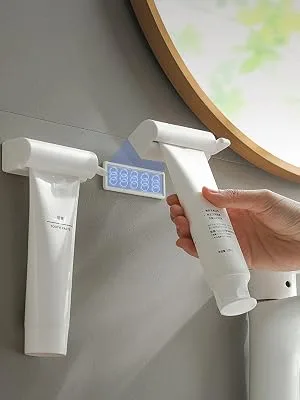 UDQYQ 2PCs Rolling toothpaste tubular squeezer with magnetic and super sticky pad wall -mounted toothpaste expressor space -saving suitable for bathroom washroom.(White wall assembly) - ?????