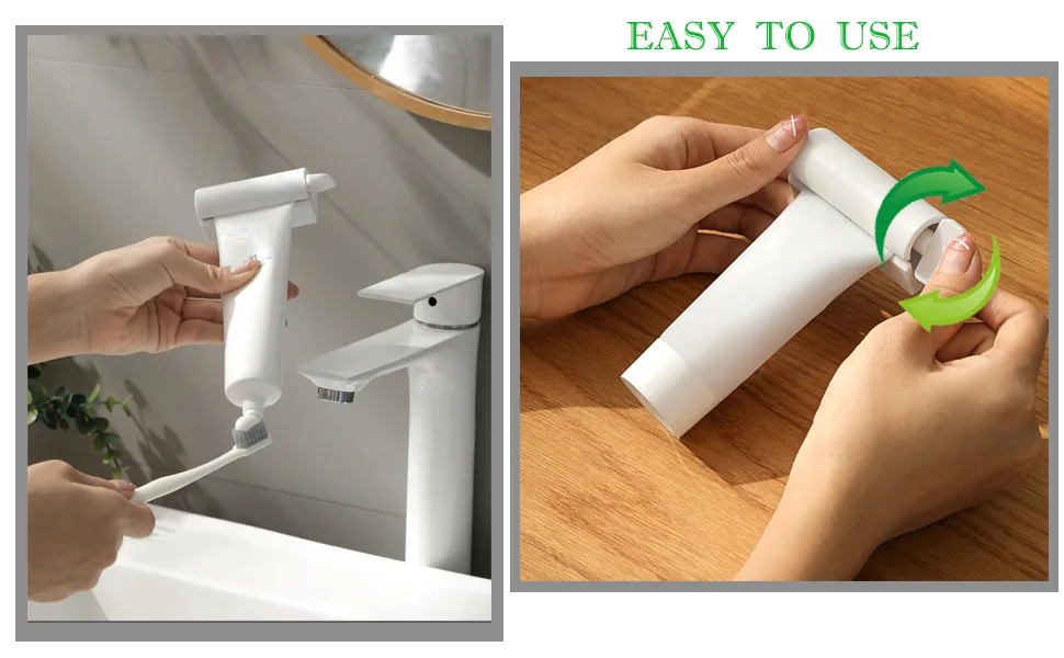 UDQYQ 2PCs Rolling toothpaste tubular squeezer with magnetic and super sticky pad wall -mounted toothpaste expressor space -saving suitable for bathroom washroom.(White wall assembly) - ?????