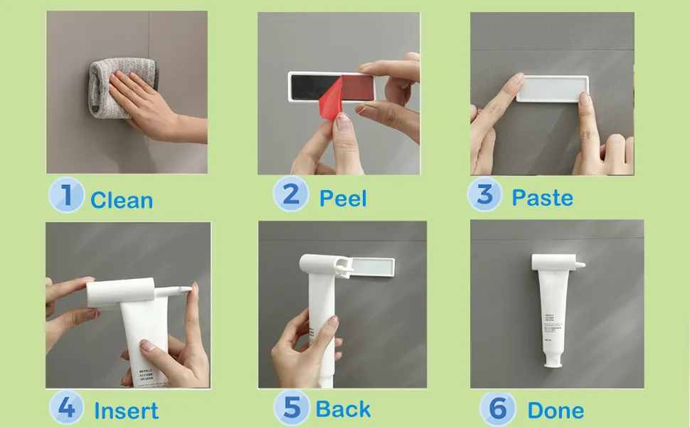 UDQYQ 2PCs Rolling toothpaste tubular squeezer with magnetic and super sticky pad wall -mounted toothpaste expressor space -saving suitable for bathroom washroom.(White wall assembly) - ?????