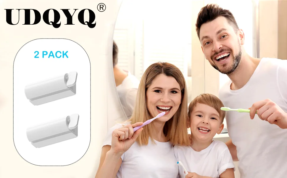 UDQYQ 2PCs Rolling toothpaste tubular squeezer with magnetic and super sticky pad wall -mounted toothpaste expressor space -saving suitable for bathroom washroom.(White wall assembly) - ?????