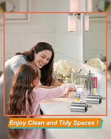 UDQYQ 2PCs Rolling toothpaste tubular squeezer with magnetic and super sticky pad wall -mounted toothpaste expressor space -saving suitable for bathroom washroom.(White wall assembly) - tube squeezer