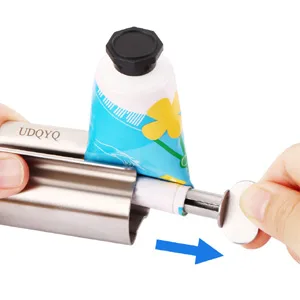 UDQYQ Tubenquetscher Tubenpresse 2-pack toothpaste squeezer stainless steel saving toothpaste total squeeze out empty pipes stainless steel toothpaste seat holder with stand function.(Big+small) - pull s2