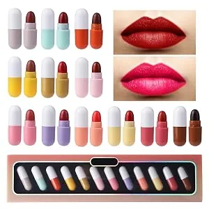 Allbestaye Capsule Lipstick Set Lip Gloss Set Capsule Shape Liquid Lipstick Portable Lipstick 5pcs - product information 25