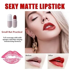 Allbestaye Capsule Lipstick Set Lip Gloss Set Capsule Shape Liquid Lipstick Portable Lipstick 5pcs - product information 29