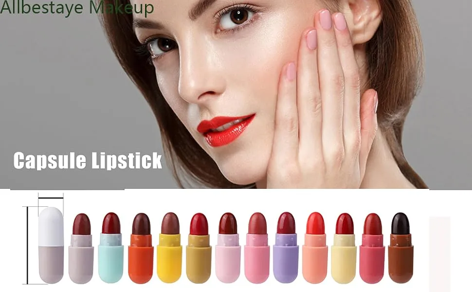 Allbestaye Capsule Lipstick Set Lip Gloss Set Capsule Shape Liquid Lipstick Portable Lipstick 12pcs - product information 22